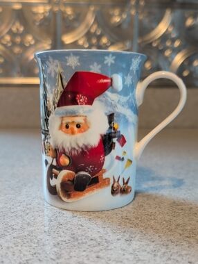 Käthe Wohlfahrt Christmas Mug - Santa Scene in Blue & Red